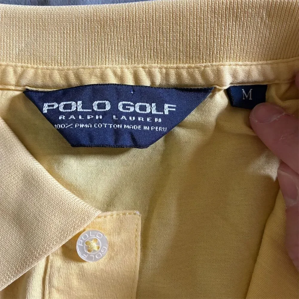 Polo Golf‎ Ralph Lauren Men's M Yellow Polo Shirt Firestone  country club Logo